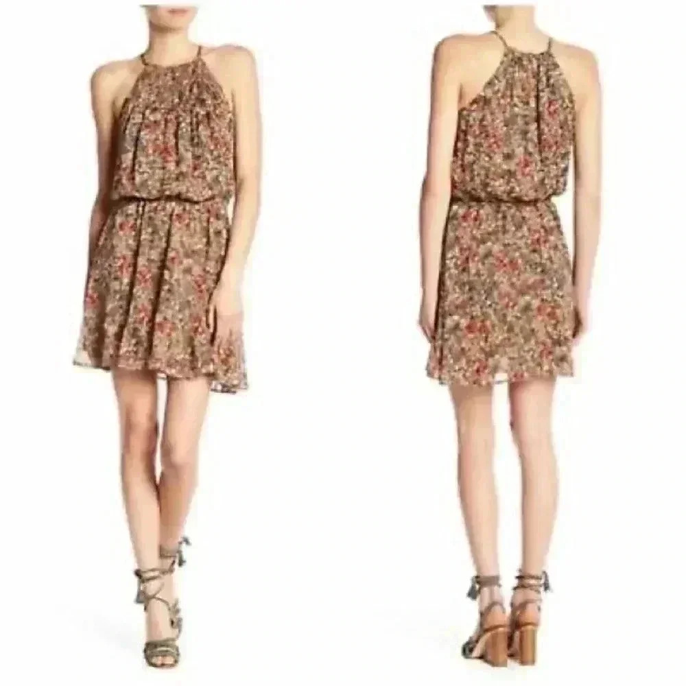 JOIE Reinelde floral halter silk dress